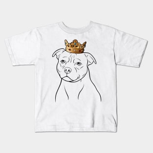 Staffordshire Bull Terrier Dog King Queen Wearing Crown Kids T-Shirt